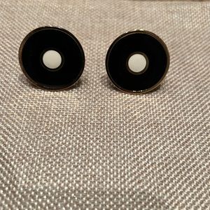 ANGELA CAPUTI black, white, and gold stud earrings